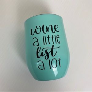 Custom made wine tumbler in teal for a PoshBoss l Reseller stainless steel